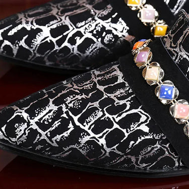 Handmade Crystal Men Fashion Genuine Leather Slip on Party Wedding Dress Shoes  -  GeraldBlack.com