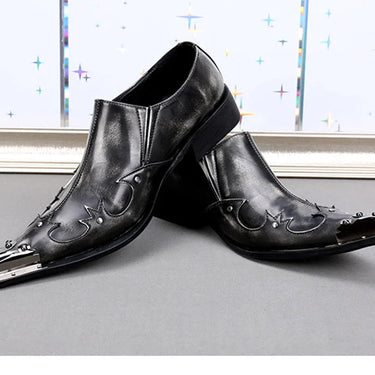 Handmade Japanese Style Men's Leather Bronze Gray Pointed Iron Cap Business Dress Shoes  -  GeraldBlack.com