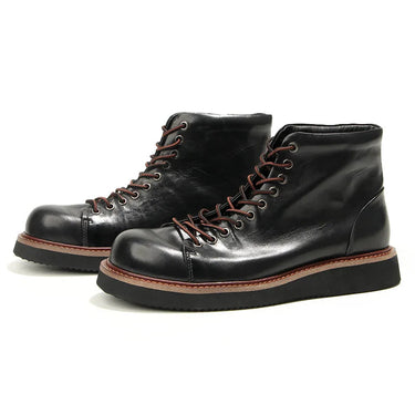 Handmade Luxury Men Autumn Winter Cow Leather Vintage British Tooling Desert Motorcycle Ankle Boots  -  GeraldBlack.com