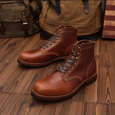 Handmade Men Autumn Winter Wings Vintage British Cow Leather Outdoor Tooling Motorcycle Ankle Boots  -  GeraldBlack.com