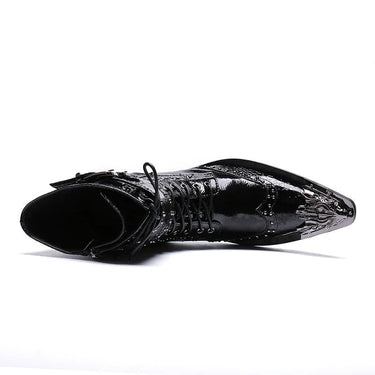 Handmade Men Black Leather Pointed Iron Toe Motorcycle Military Ankle Men Boots Shoes  -  GeraldBlack.com