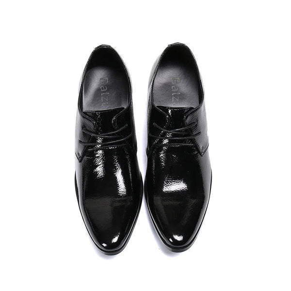 Handmade Men's Black Genuine Leather Pointed Toe Lace-up 6.5cm Heels Ankle Boots EU38-EU46  -  GeraldBlack.com