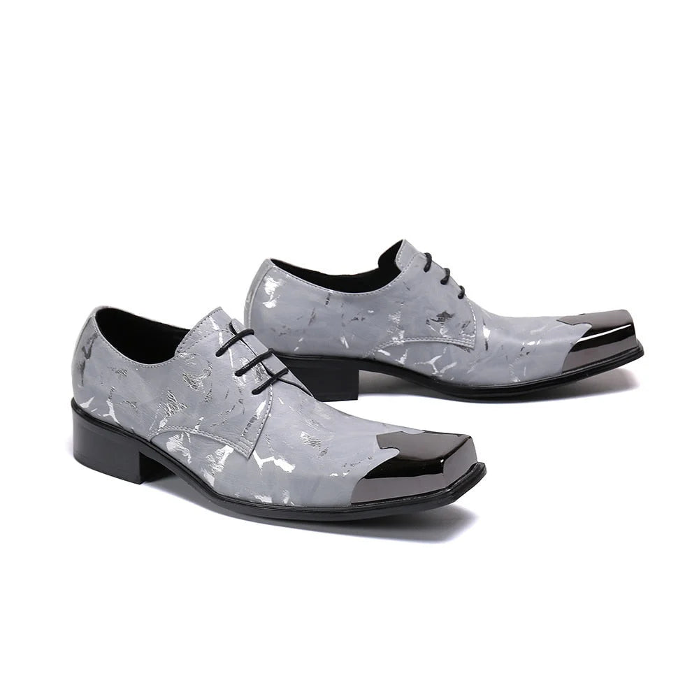 Handmade Men's Genuine Leather Lace-up Square Toe Party Wedding Oxford Shoes  -  GeraldBlack.com