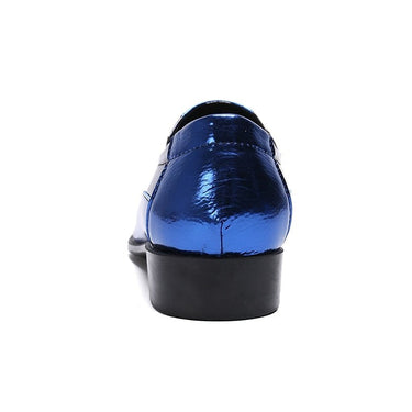 Handmade Men's Pointed Toe Blue Genuine Leather Formal Dress Shoes  -  GeraldBlack.com