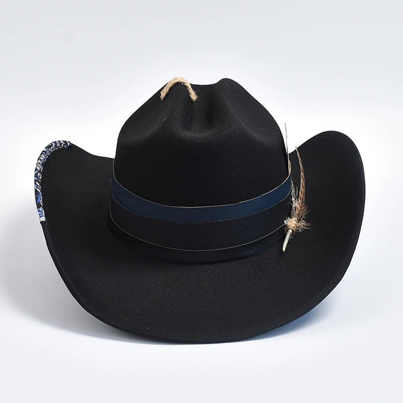 Handmade Unisex Vintage Gentleman Cowgirl Jazz Wide Brim Cloche Church Cowboy Hat  -  GeraldBlack.com