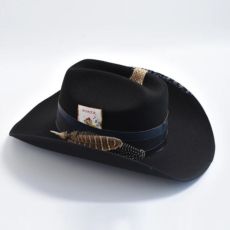 Handmade Unisex Vintage Gentleman Cowgirl Jazz Wide Brim Cloche Church Cowboy Hat  -  GeraldBlack.com