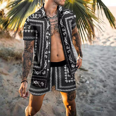 Hawaiian Set Beach Print Two Piece Sets for Men Vacation Short Sleeve Shirt Shorts Summer Tops Casual Male Outfit  -  GeraldBlack.com