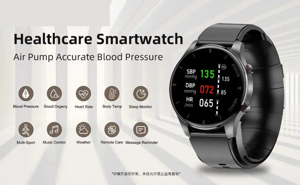 Health Care PM50 Air Pump Airbag Accurate Blood Pressure Temperature Fitness Bracelet Smartwatch Elderly  -  GeraldBlack.com