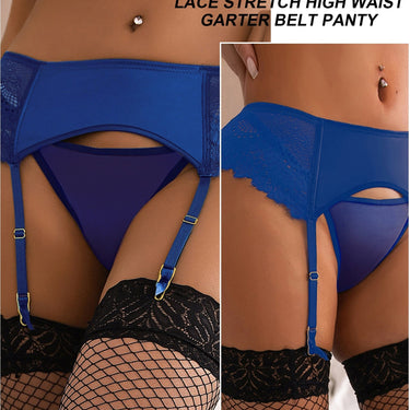 High Waist Elastic Garters Belts Lingerie Suit Lace Sexy Plus Size 4 Strap Suspender Panties Wedding Bridal Underwear  -  GeraldBlack.com