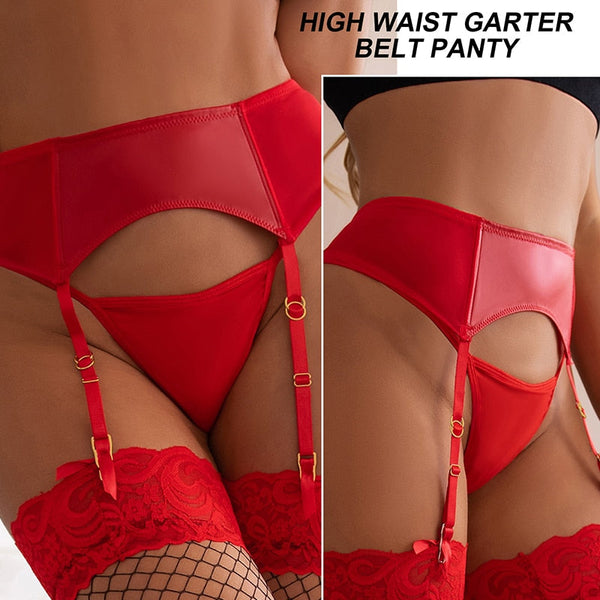 High Waist Leather Wedding Garter Belts Lingerie Sexy 2 Hook Back Sides Suspender Panties Plus Size Elastic Underwear  -  GeraldBlack.com