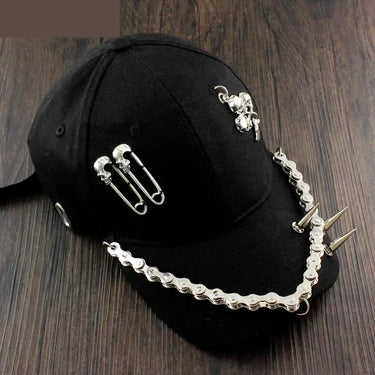 Hip Hop Men's Punk Skull Spike Motorcycle Chain Baseball Hat  -  GeraldBlack.com