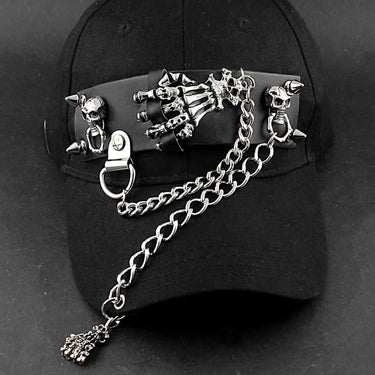 Hip Hop Motorcycle Chain Cap Mens Punk Skull Spike Baseball Hat  -  GeraldBlack.com