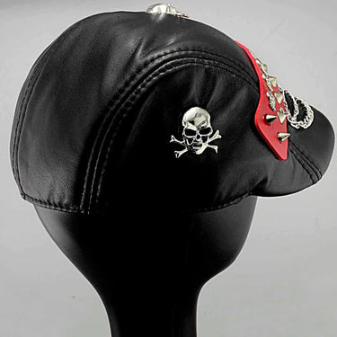 Hip Hop Punk Genuine Leather Men Women's Biker Rock Newboy Goft Cap Hat  -  GeraldBlack.com