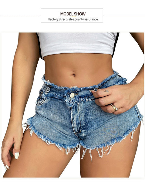 Hole Elastic Women Denim Summer Jeans Low Waist Sexy Shorts Clothing  -  GeraldBlack.com