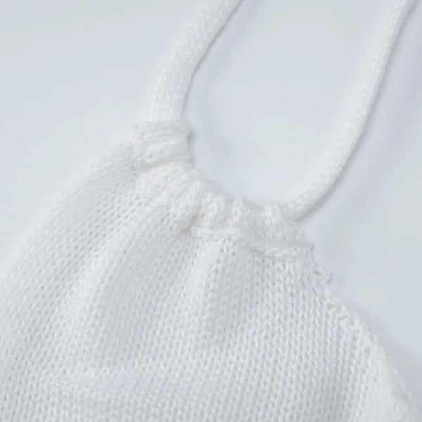Hollow Knit Halter Backless Elegant Sexy Crochet Beach Party Maxi Dresses for Women Resort Wear  -  GeraldBlack.com