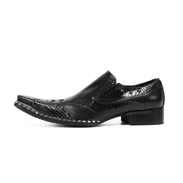 Italian Style Men's Black Genuine Leather Special Metal Toe Business Formal Dress Shoes EU38-46  -  GeraldBlack.com