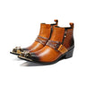 Italian Type Handmade Men's Pointed Iron Toe Genuine Leather Party Boots US12  -  GeraldBlack.com