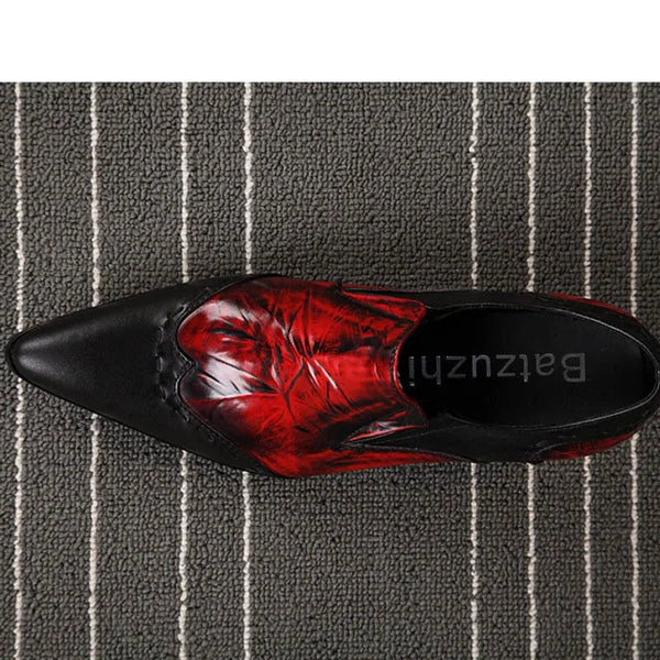 Japanese Style Men's Height Increased Genuine Leather Pointed Toe Red Wedding Dress Shoes 46  -  GeraldBlack.com