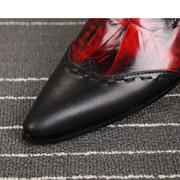 Japanese Style Men's Height Increased Genuine Leather Pointed Toe Red Wedding Dress Shoes 46  -  GeraldBlack.com