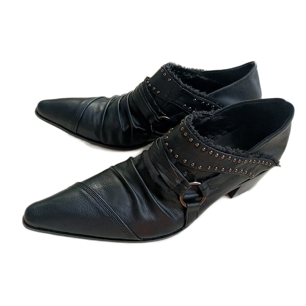 Japanese Style Pointed Toe High Heeled Leather Wedding Stage Business Dress Shoes for Men EU38-46  -  GeraldBlack.com