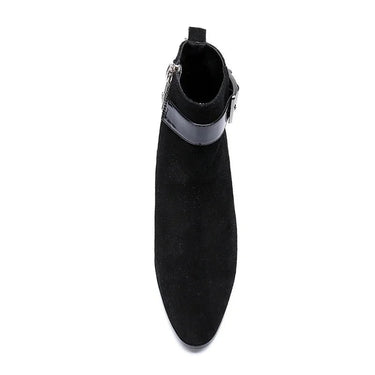 Korean Type Men Pointed Toe Black Suede Ankle Knight Party Boots Big US6-12  -  GeraldBlack.com