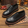 Leisure Men's Autumn Large Round Toe Genuine Leather Retro Lace Up Thick Soles Casual Shoes  -  GeraldBlack.com