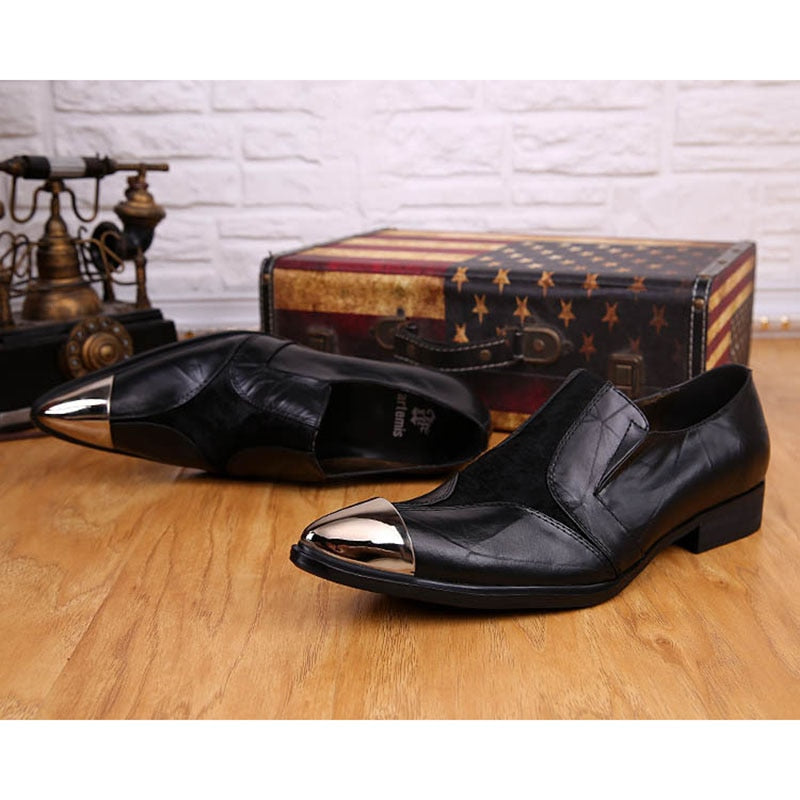 Limited Edition Soft Leather Man's Pointed Steel Toe Business Dress Shoes  -  GeraldBlack.com