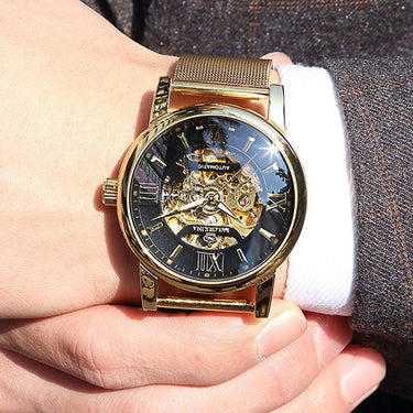Luxury Automatic Mechanical Silver Skeleton Vintage Clock Wristwatches  -  GeraldBlack.com
