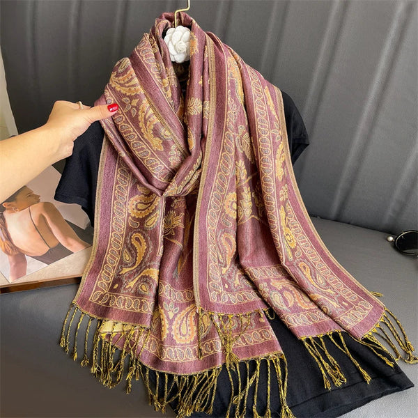 Luxury Autumn Cashmere Pashmina Lady Wrap Warm Winter Scarves Design Print Cotton Stoles Shawl  -  GeraldBlack.com