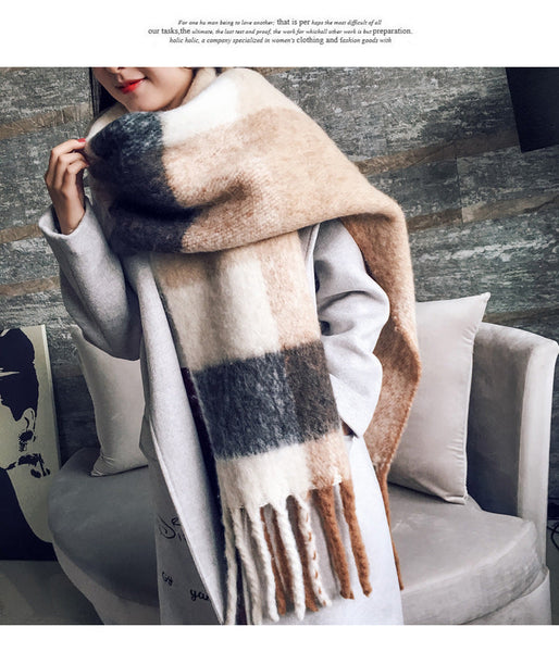 Luxury Cashmere Women Plaid Scarf Winter Warm Shawl Long Tassel  -  GeraldBlack.com