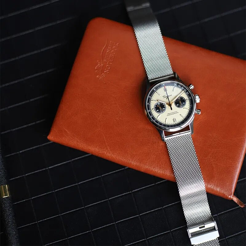 Luxury Chronograph Mechanical Watch ST1901 Movement 40mm Sapphire Mesh Belt Watch For Men  -  GeraldBlack.com