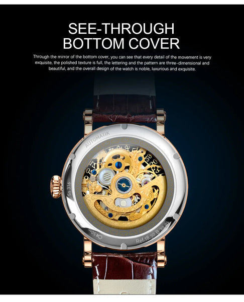 Luxury clock vintage mechanical waterproof watch  -  GeraldBlack.com