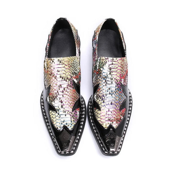 Luxury Design Men's Leather Pointed Metal Toe Leather Business Dress Shoes for Men Party and Wedding  -  GeraldBlack.com