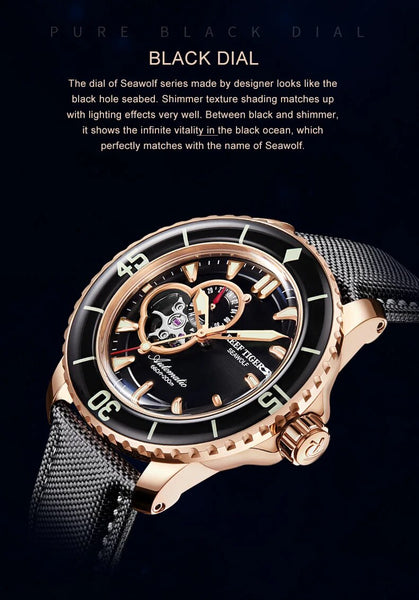 Luxury Dive Men Waterproof 200M Automatic Rubber Strap Sapphire Glass Mechanical Watches  -  GeraldBlack.com