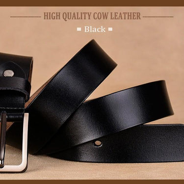 Luxury Female Second Layer Cow Skin Black Leather Strap Pin Buckle Belt on Clearance  -  GeraldBlack.com