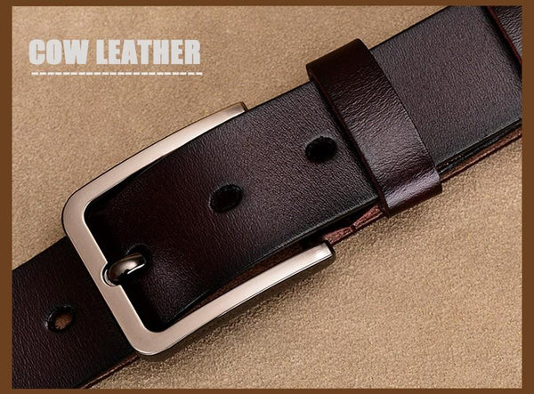 Luxury Female Second Layer Cow Skin Black Leather Strap Pin Buckle Belt on Clearance  -  GeraldBlack.com