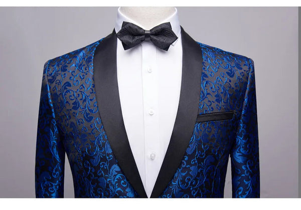 Luxury Floral Men Shawl Laple One Button Dinner Party Prom Wedding Stylish Tuxedo Blazer Suit Jacket  -  GeraldBlack.com