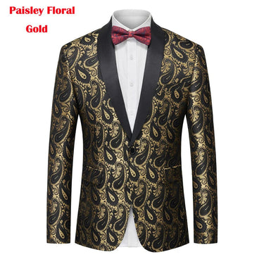 Luxury Floral Men Shawl Laple One Button Dinner Party Prom Wedding Stylish Tuxedo Blazer Suit Jacket  -  GeraldBlack.com