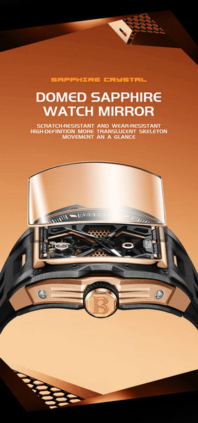 Luxury Mechanical Men Luminous Stainless Steel Automatic Waterproof Rubber Wristwatches  -  GeraldBlack.com