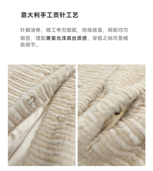 Luxury Natural Knitted Real Mink Fur Winter Warm Thick Jacket Clothes For Female Plus Size  -  GeraldBlack.com