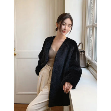 Luxury Natural Knitted Real Mink Fur Winter Warm Thick Jacket Clothes For Female Plus Size  -  GeraldBlack.com
