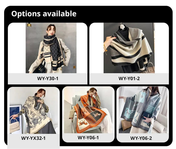 Luxury Winter Cashmere Women Design Warm Pashmina Blanket Horse Wraps Thick Shawl  -  GeraldBlack.com