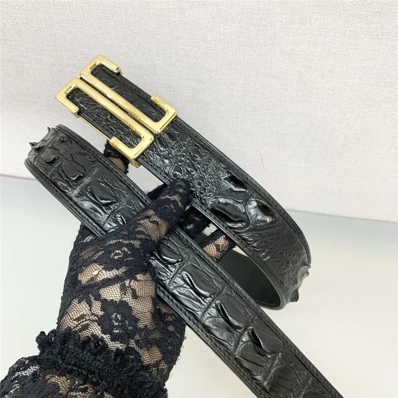 Male Authentic Exotic Alligator Crocodile Skin Leather Stainless Steel Buckle Waist Belts  -  GeraldBlack.com