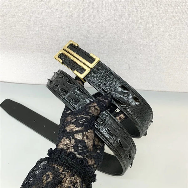 Male Authentic Exotic Alligator Crocodile Skin Leather Stainless Steel Buckle Waist Belts  -  GeraldBlack.com