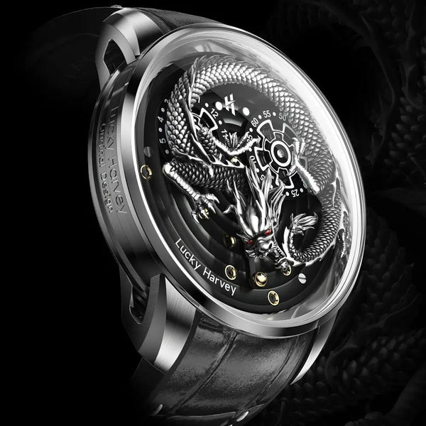 Men 3D Engraving Chinese Dragon Dial Automatic Mechanical Movement Synthetic Sapphire Waterproof Watch  -  GeraldBlack.com