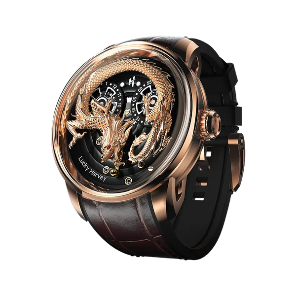 Men 3D Engraving Chinese Dragon Dial Automatic Mechanical Movement Synthetic Sapphire Waterproof Watch  -  GeraldBlack.com