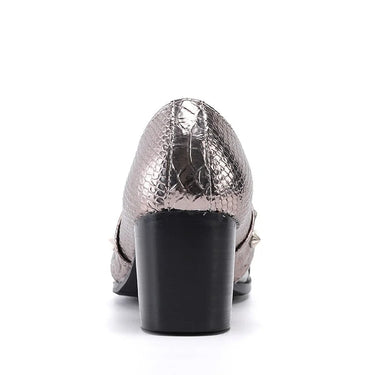 Men 7.5cm High Heels Slip on Golden Gray Leather Dress Shoes for Party and Wedding  -  GeraldBlack.com