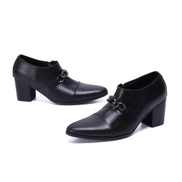 Men 7cm High Heels Formal Leather Pointed Toe Leather Party and Wedding Ankle Boots  -  GeraldBlack.com