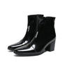 Men 7CM Pointed Toe Leather High Heel Zip Black Business Leather Ankle Boots  -  GeraldBlack.com