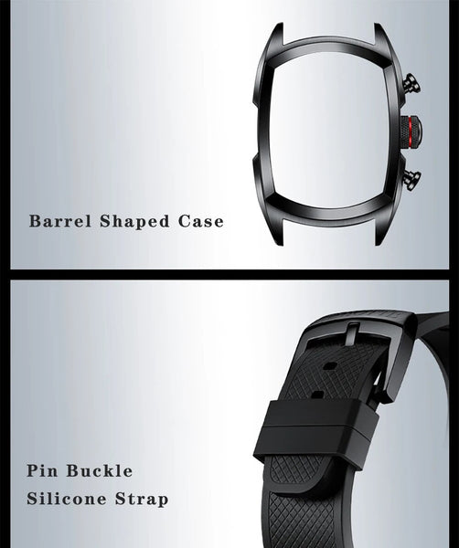 Men Barrel shape Skeleton Automatic Mechanical Waterproof Luminous Sapphire Mirror Watches  -  GeraldBlack.com